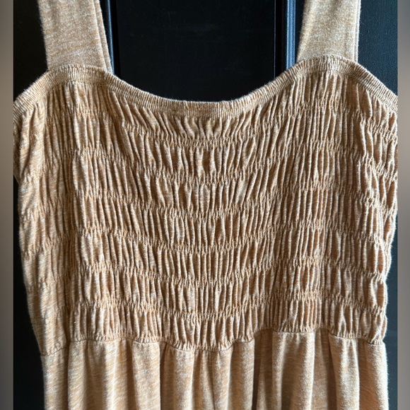 Tan Smocked Wide Leg Jumpsuit Size Medium - Picture 8 of 11